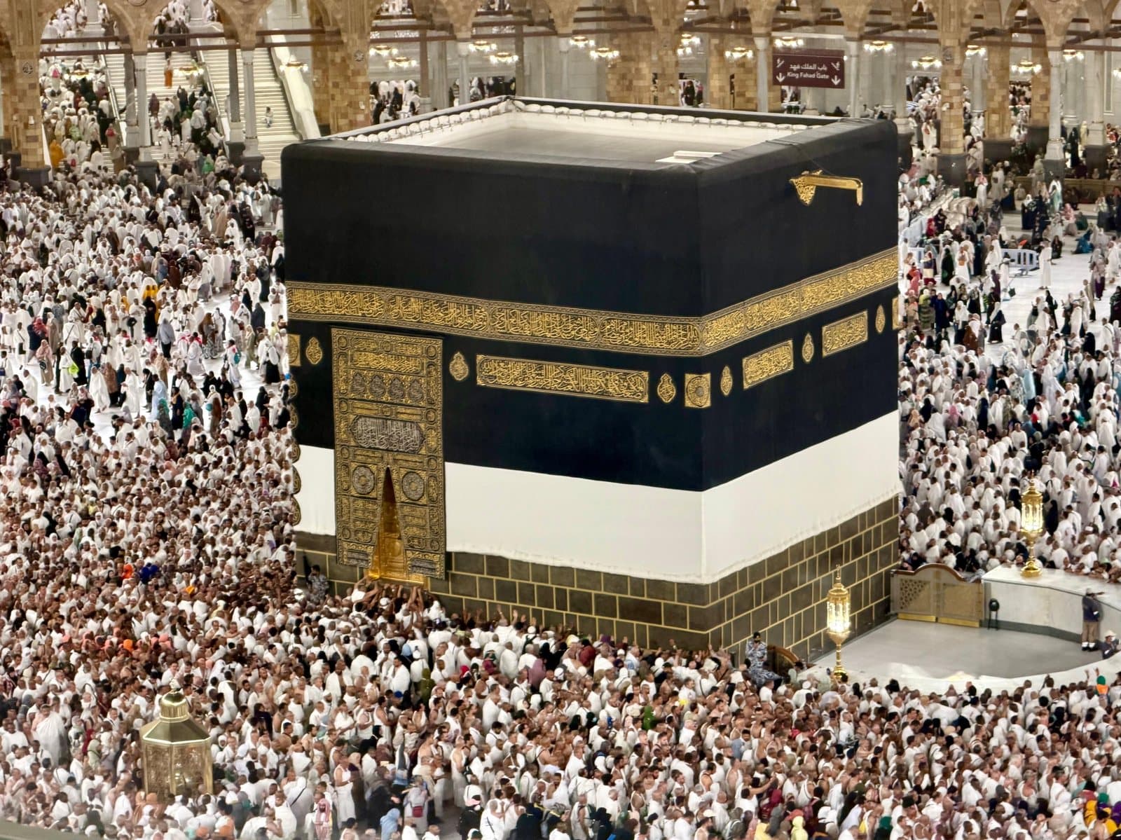 Pilgrims gathered at the Kaaba
